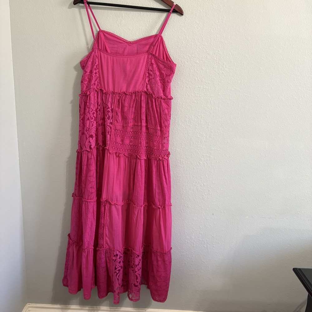 BHANUNI by Jyoti Anthropologie Pink Lace Patchwork Midi / Maxi Dress LP NWT Boho - Picture 6 of 16